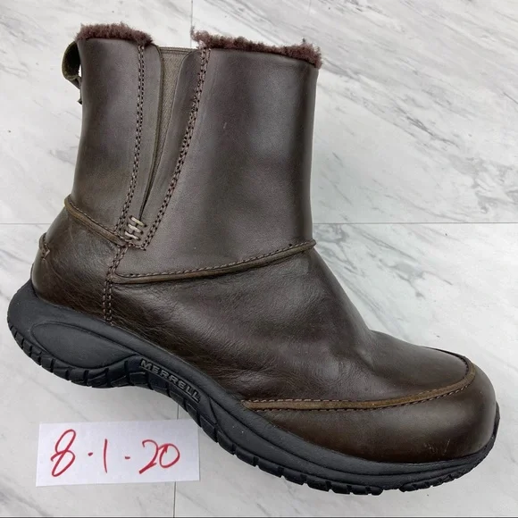 MERRELL Encore Trek J66373 Dark Brown Leather Shearling Lined Men Boots Amazon.com | Merrell mens Ashford Classic Chukka Leather  main image 3
